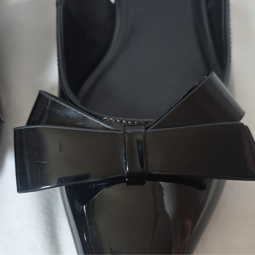 NWOT Marc Fisher Black Patent Leather Bow Pointed Toe Slingback Heels 9M - Picture 5 of 14
